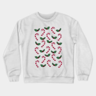 Christmas Candy Canes and Holly Cartoon Doodle Pattern, made by EndlessEmporium Crewneck Sweatshirt